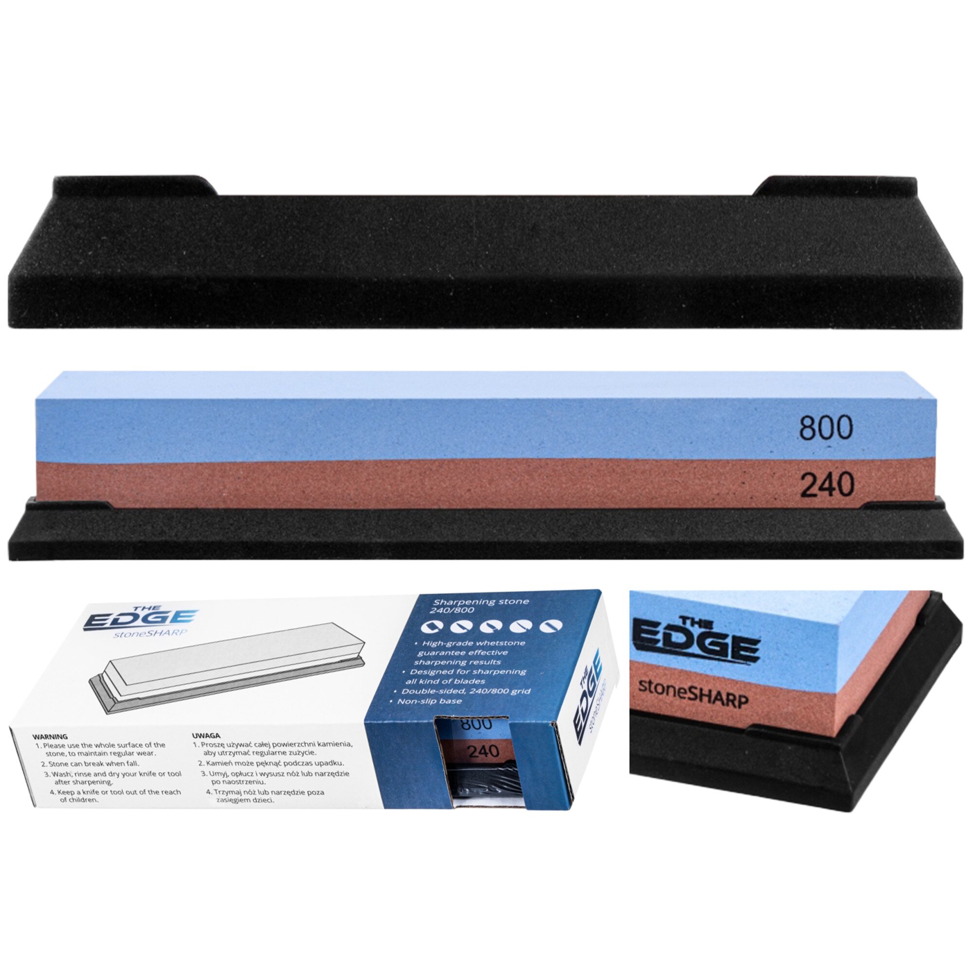 Dispozitiv ascutire cutite EDGE stoneSHARP 240/800, Piatra de apa, 18x6 cm, Multicolor