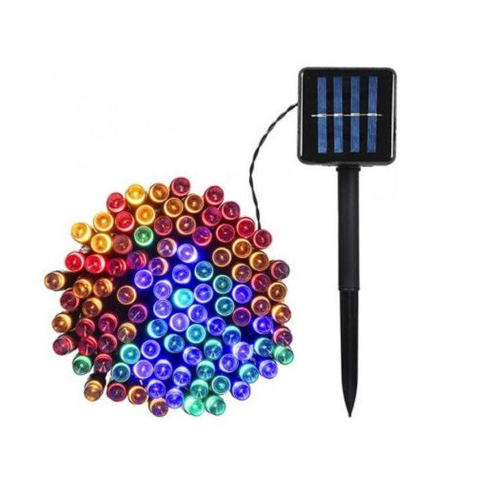 Instalatie de Craciun cu Panou Solar, 10m, Multicolor, TarTek
