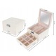 Zola Ékszer doboz, 2 szintes, Tükörrel, 16 x 16 x 11 cm, Ökológiai bőr, Fehér