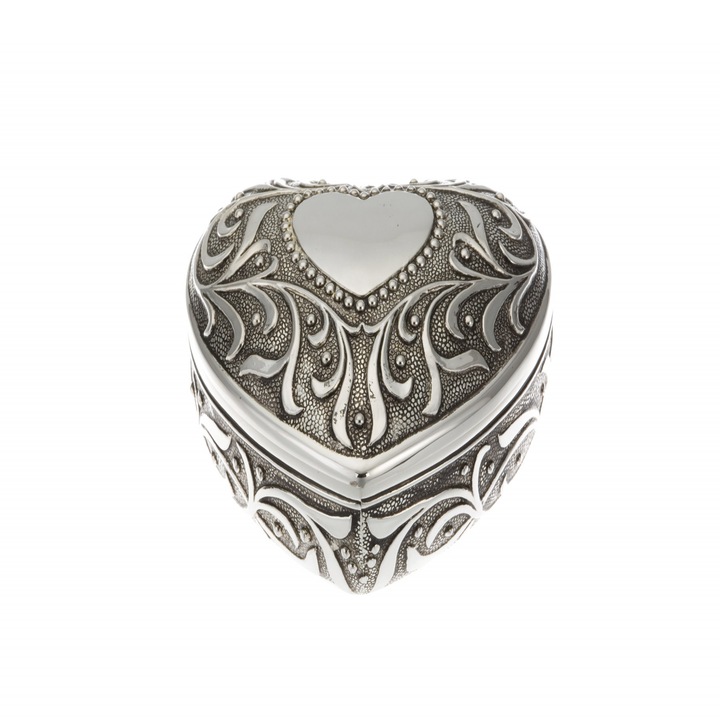 Azay ékszerdoboz, ezüstözött, 10 x 7, ezüstszín