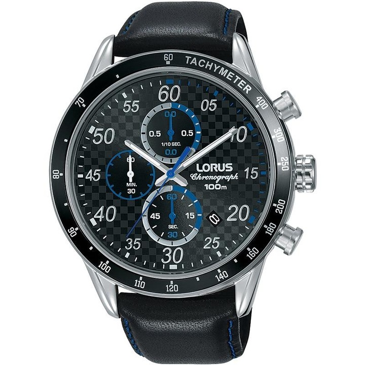 Ceas barbatesc Lorus RM341EX9 Quartz Argintiu., Negru, Piele naturala