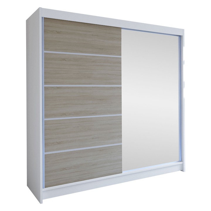 Dulap Bar III, MIRJAN24, alb + sonoma, 180x215x58 cm
