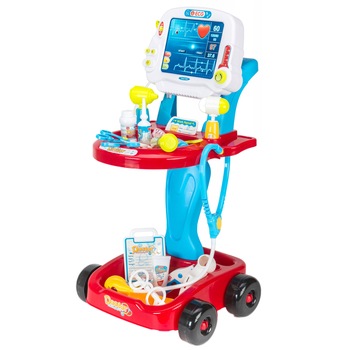 Set de jucarie micul doctor, Zola®, cu carucior, sunete si lumini, 18 piese Set de jucarie micul doctor, Zola®, cu carucior, sunete si lumini, 18 piese