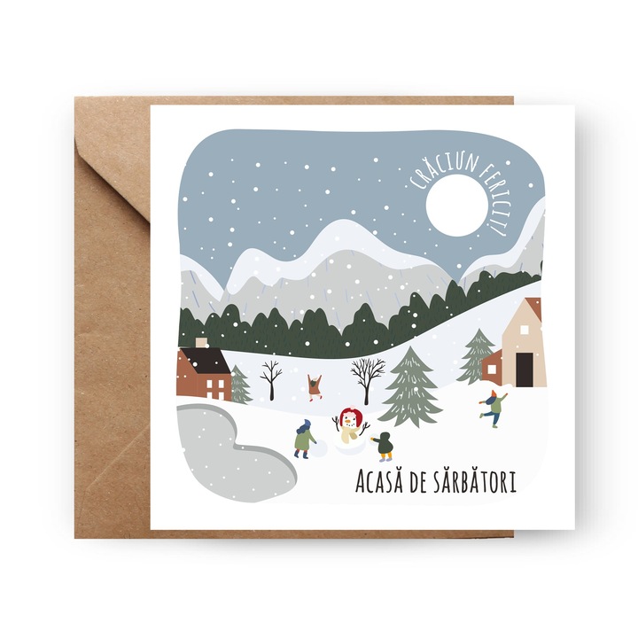 Felicitare de Craciun, Genette's ideas, Acasa de Sarbatori, 130x130mm