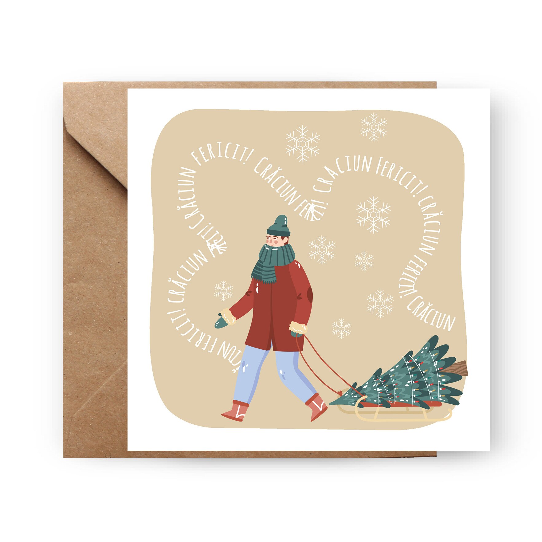 Felicitare de Craciun, Genette's ideas, Brad de Craciun, 130x130mm