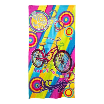 Prosop plaja , 70x150cm, microfibra, multicolor, gramaj 275 g, model biciclete Prosop plaja , 70x150cm, microfibra, multicolor, gramaj 275 g, model biciclete