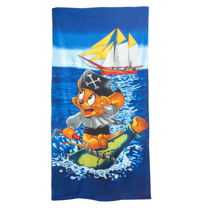 Плажна кърпа Pin Trade SRL , 70 x 150, Mикрофибър, 275 гр, Mногоцветна, Пират Джери