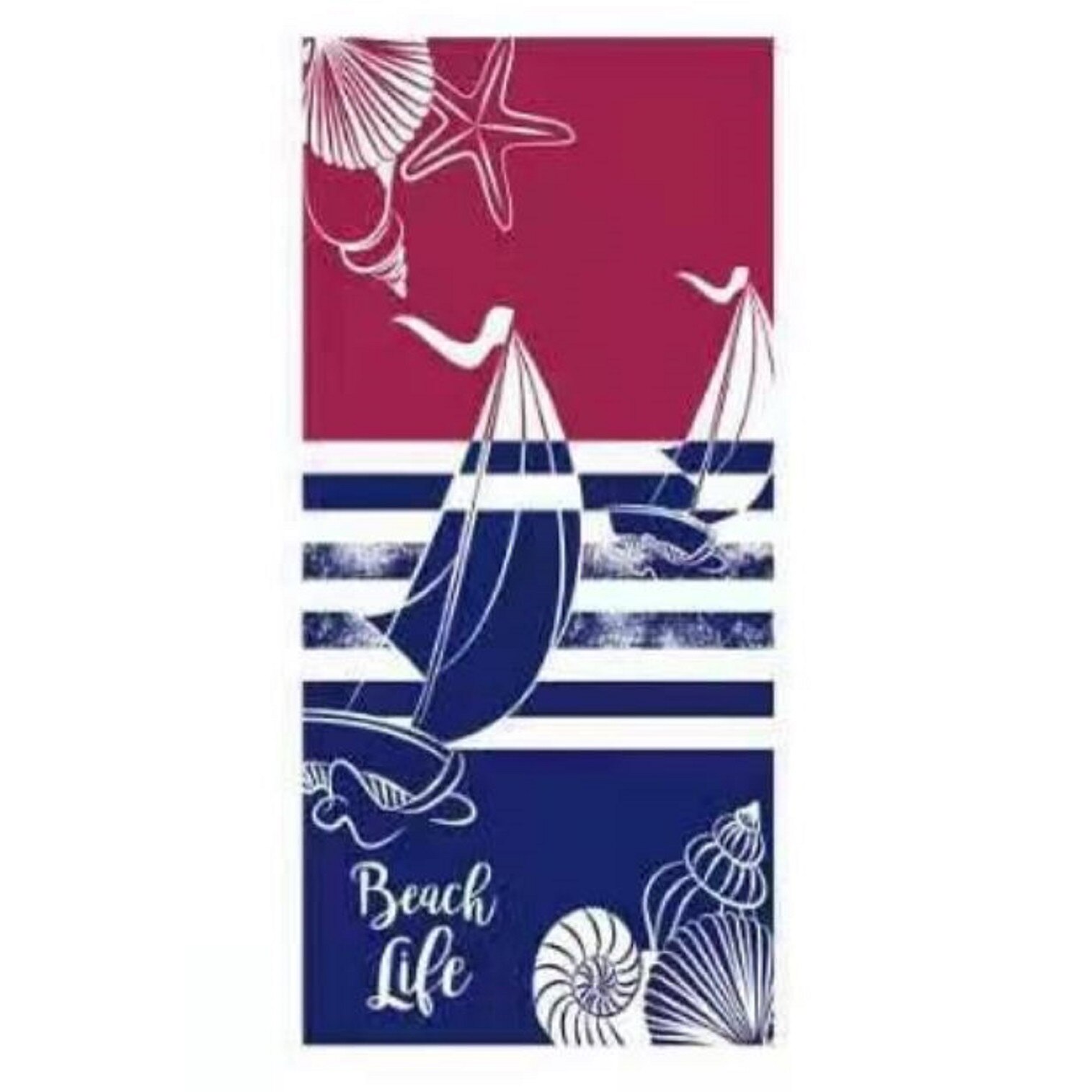 Prosop plaja , 70x150cm, microfibra, multicolor, gramaj 275 g, model doua barci