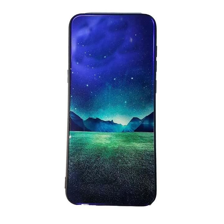 Husa Luxury GlassCase pentru Samsung Galaxy A6 Plus, A605, Blue Lake