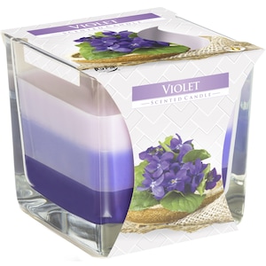Lumanare ornamentala parfumata in trei culori Bispol Violet SNK 80-131 1buc