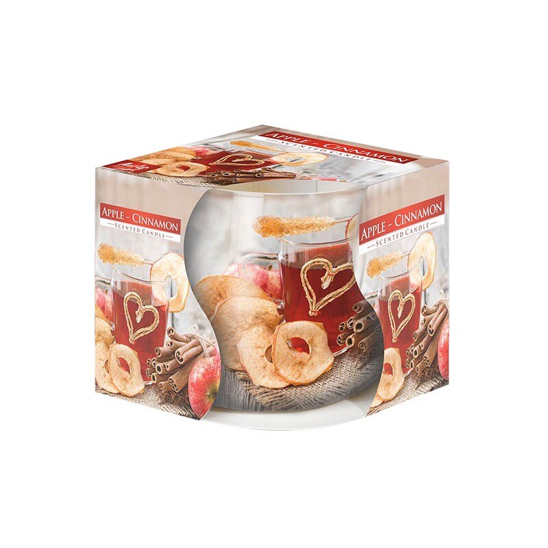 Lumanare parfumata in pahar imprimat Bispol, Mar si Scortisoara, SN71S-20