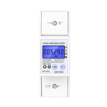 Contor monofazat de energie electrica, Sinotimer, 230V AC 50Hz, 5(80)A, ecran digital LED iluminat, DDS529MR Contor monofazat de energie electrica, Sinotimer, 230V AC 50Hz, 5(80)A, ecran digital LED iluminat, DDS529MR
