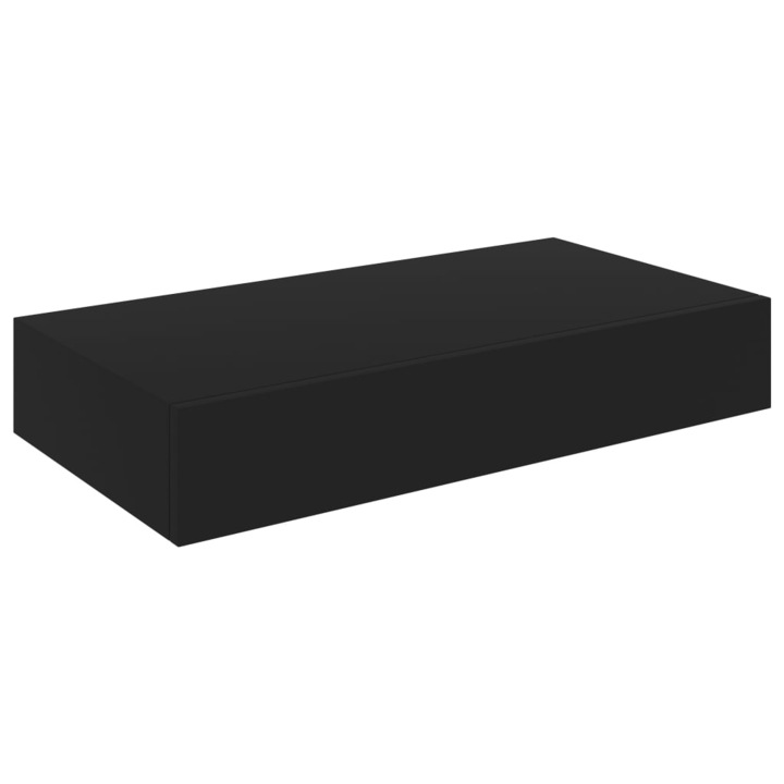 Окачен стенен рафт с чекмедже vidaXL, черен, 48x25x8 см, 3.4 Kg