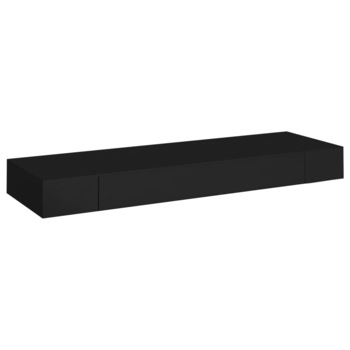 Raft de perete suspendat cu sertar, negru, 80 x 25 x 8 cm 288206 Raft de perete suspendat cu sertar, negru, 80 x 25 x 8 cm 288206