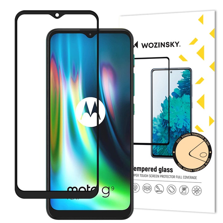 Wozinsky Edzett üveg teljes ragasztóval Szuper kemény képernyővédő tokbarát Motorola Moto G9 Play / Moto E7 Plus