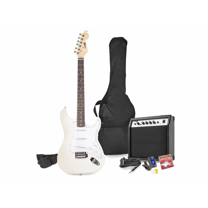 Max Gigkit ELEKTROMOS, fehér színű GITÁRSZETT ( 40W erősítő, tartalék húr, hangoló, pengetők)