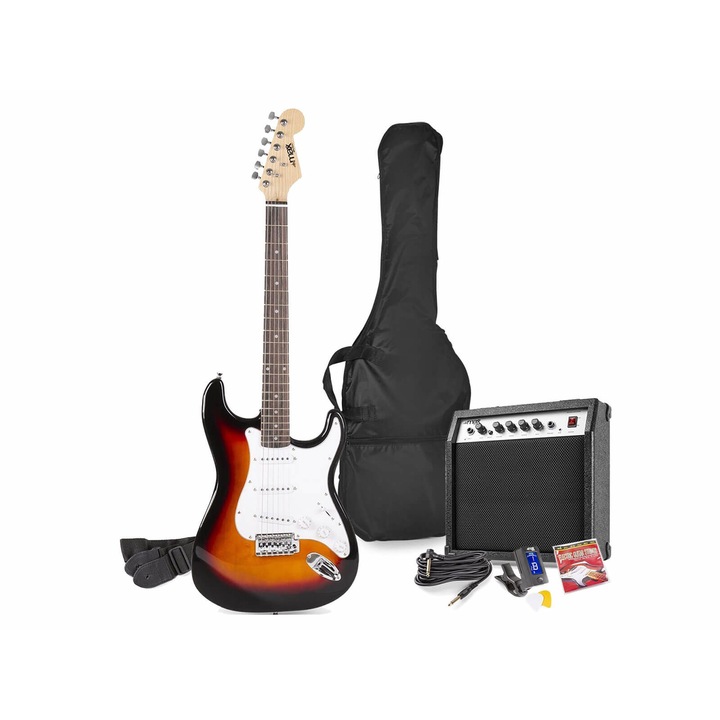 Max Gigkit ELEKTROMOS, sunburst színű GITÁRSZETT ( 40W erősítő, tartalék húr, hangoló, pengetők)