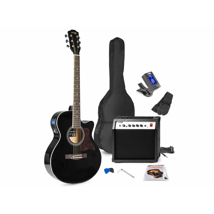 max ShowKit elektro-akusztikus gitár szett + gitárkombó (fekete szín)