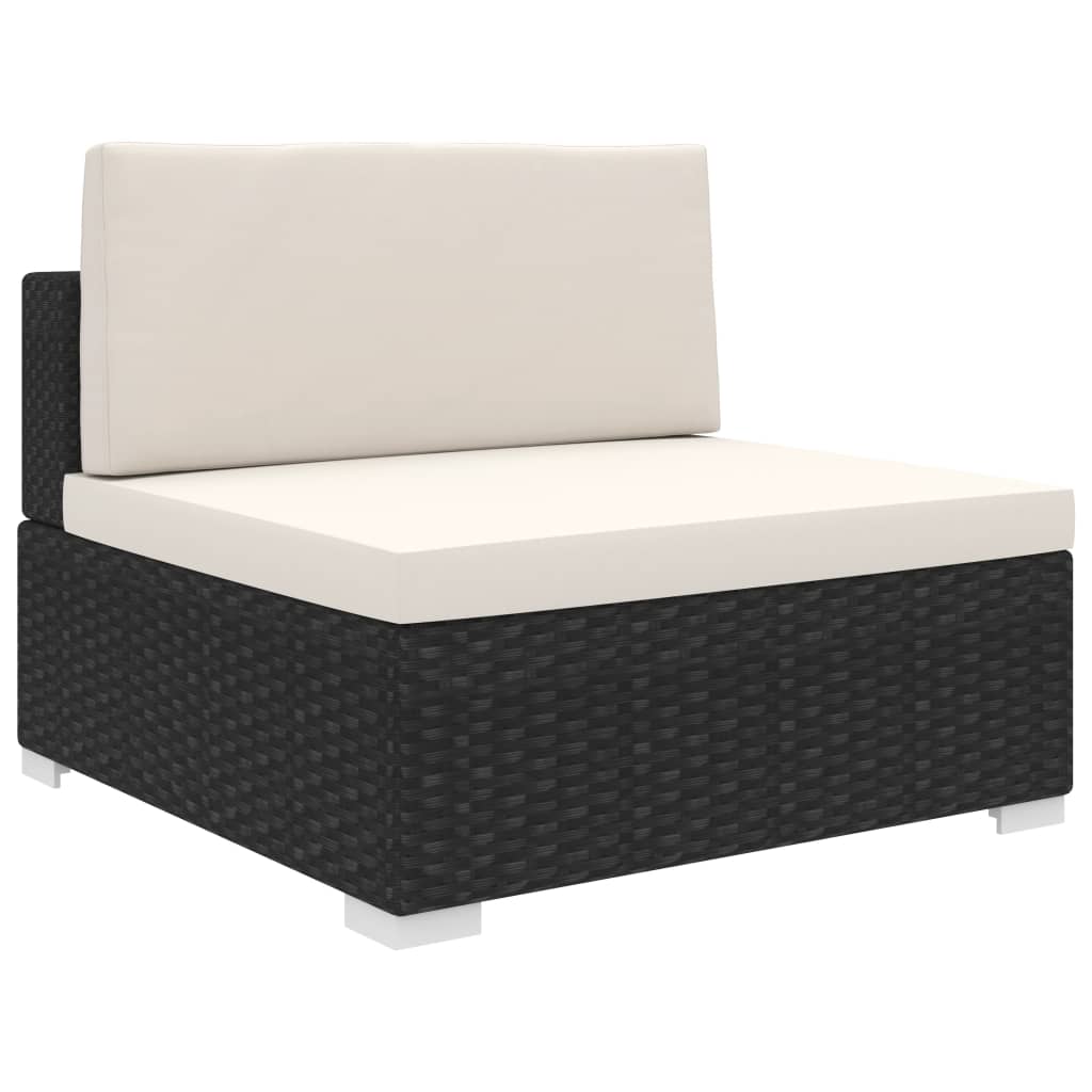 Canapea modulara de mijloc cu perne vidaXL, Poliratan, 70 x 70 x 52.5 cm, Negru/Crem