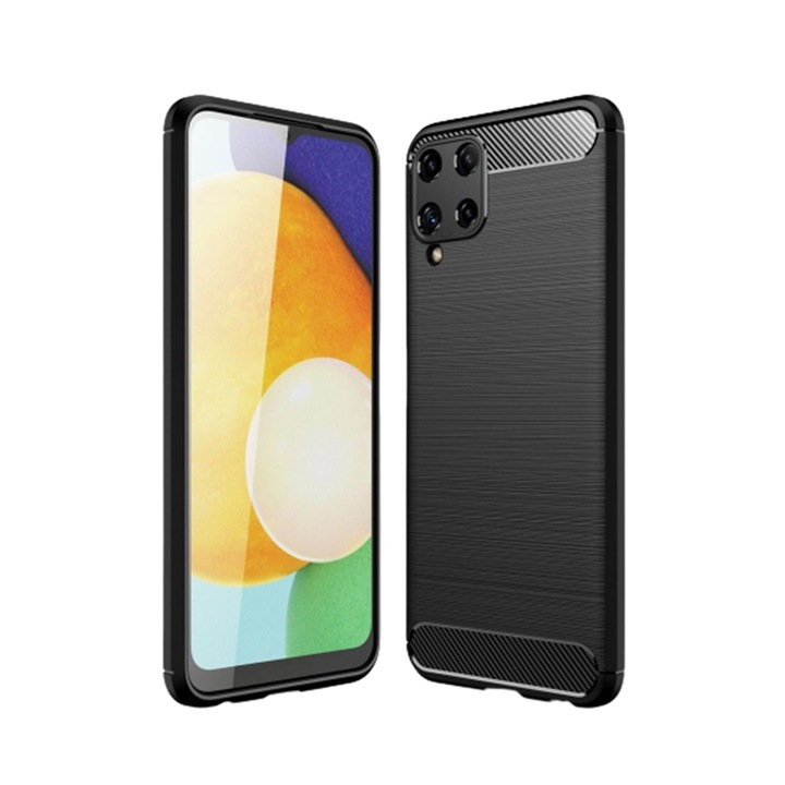 Telefontok Samsung Galaxy M32 LTE / 4G - Carbon Fiber fekete szilikon tok