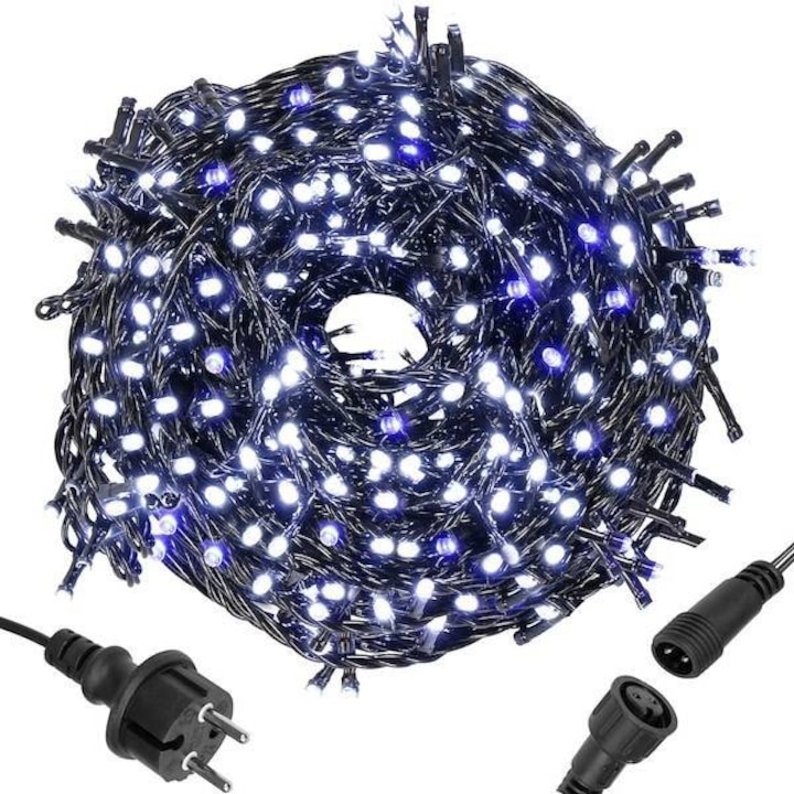 Karácsonyfa égősor 500 LED, 40m karácsonyi fények IP44, kék+hideg fehér