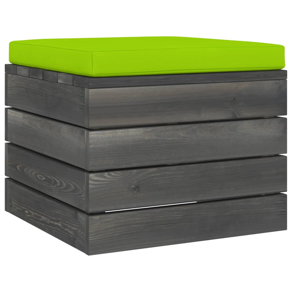 Taburet de gradina din paleti cu perna vidaXL, Lemn, 60 x 60 x 41.5 cm, Verde deschis