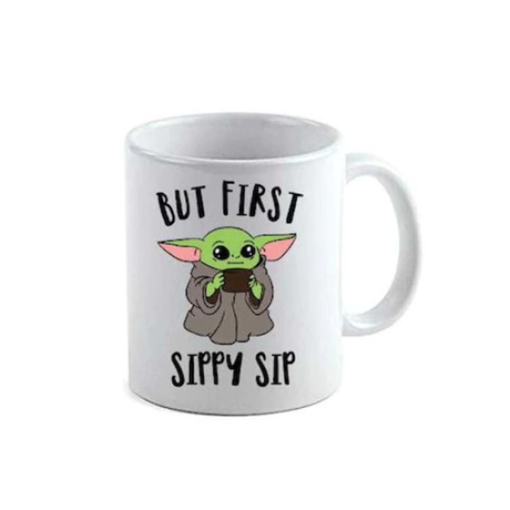 Cana ceramica personalizata "Yoda" , alba,330ml
