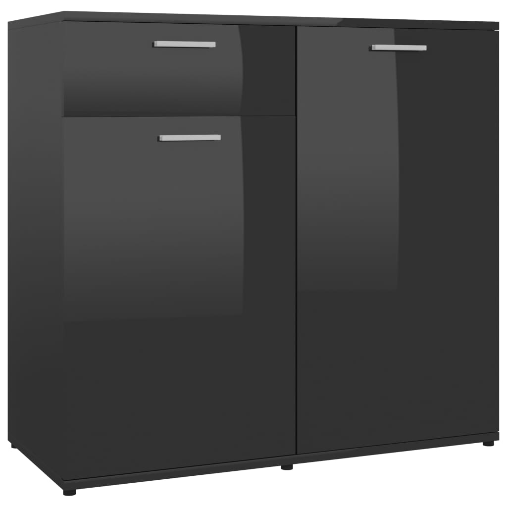 Servanta, negru extralucios, 80 x 36 x 75 cm, PAL 801830
