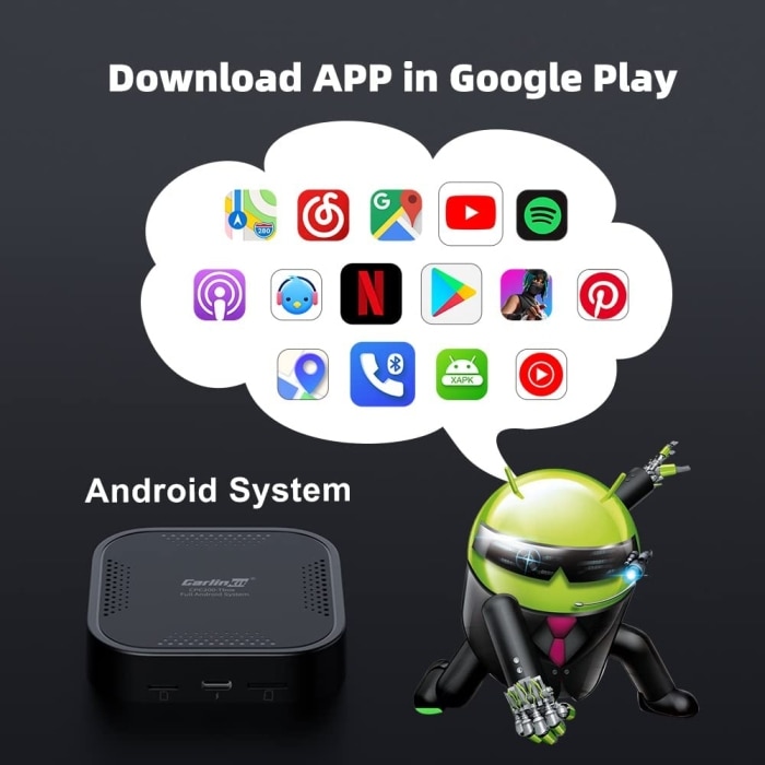Mediaplayer auto extern, CarlinKit, Box Ai, CarPlay Dongle, 4G, Wireless,  compatibil Android / Apple iOS, 64 GB, Negru