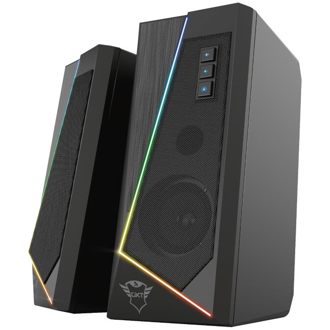 Boxe 2.0 Trust Zoxa GXT 609, Iluminare RGB, Negru - eMAG.ro