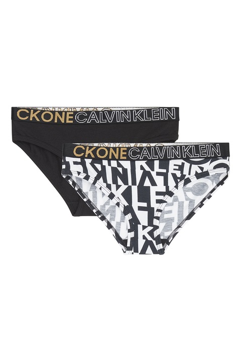 CALVIN KLEIN, organikus pamut keverék bugyi szett - 2 pár, fekete/fehér, 164-166 CM