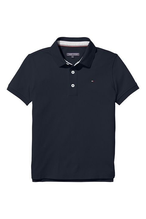 Tommy Hilfiger, Tricou polo din amestec de bumbac organic, Bleumarin