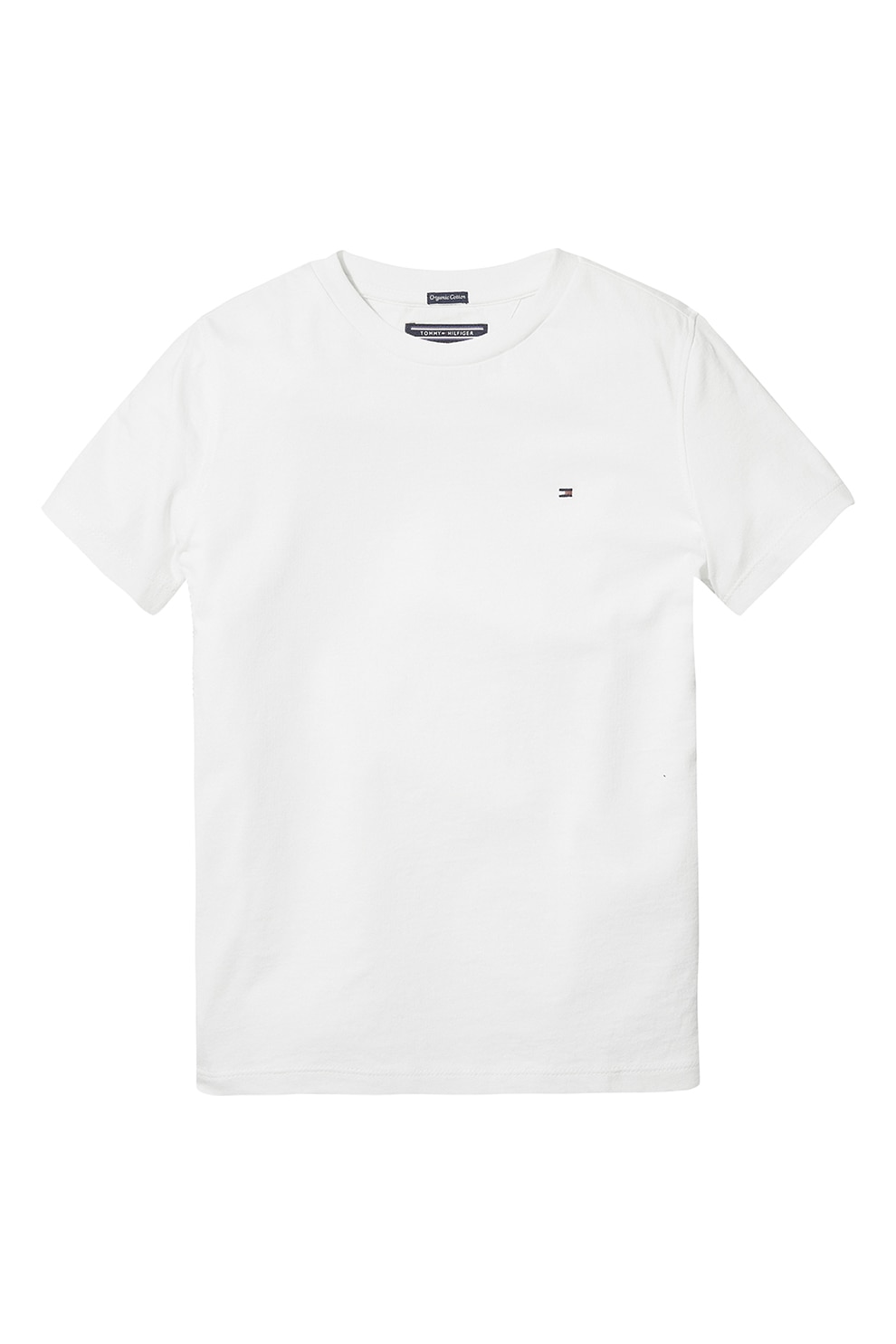 Tommy Hilfiger, Tricou din bumbac organic cu decolteu la baza gatului, Alb, 176 CM