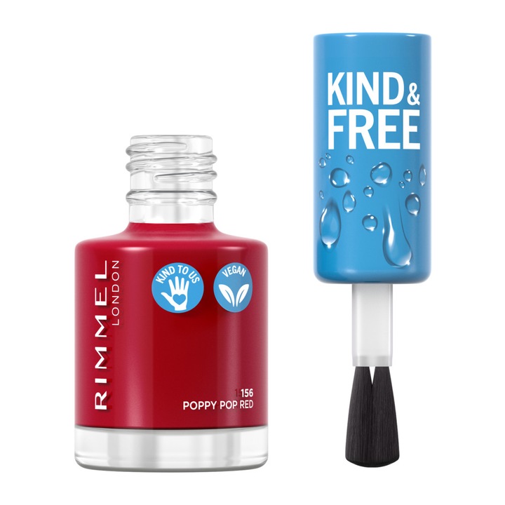 Lac de unghii Rimmel Kind & Free, 156 Poppy pop red, 8 ml