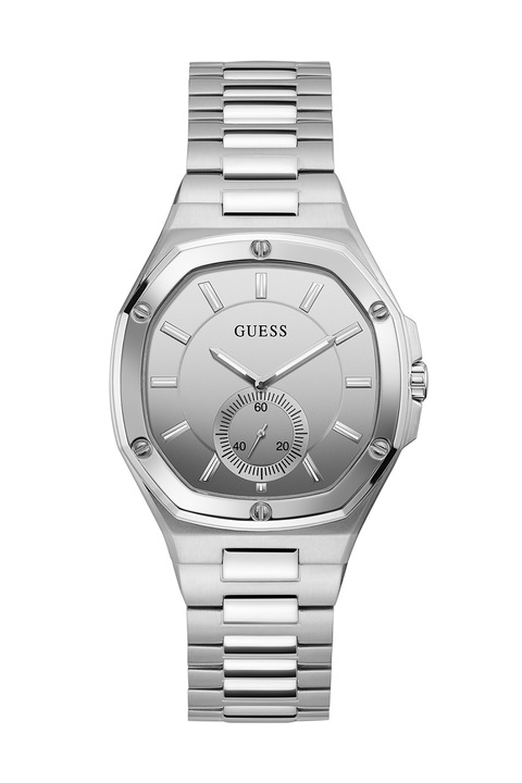 Guess, Rozsdamentes acél karóra logóval a számlapon, Ezüstszín