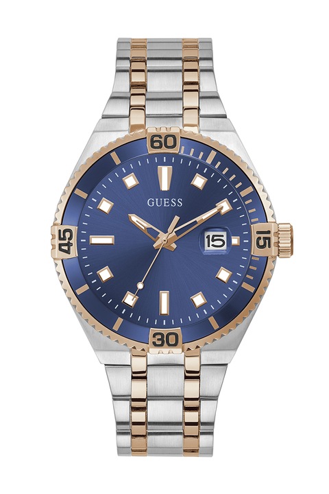 Guess, Kéttónusú kvarc karóra fémszíjjal, Ezüstszín/vörösaranyszín