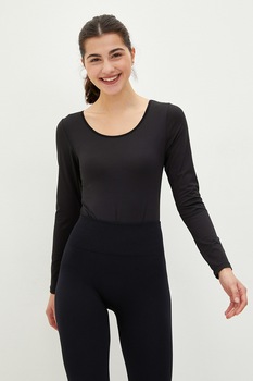 LC WAIKIKI, Bluza-body de casa, cu maneci lungi, Negru LC WAIKIKI, Bluza-body de casa, cu maneci lungi, Negru