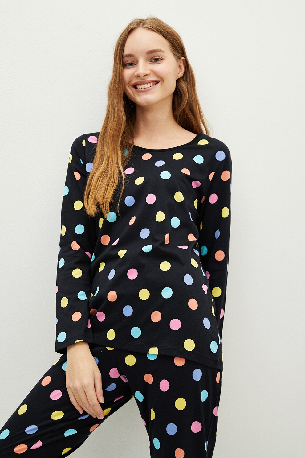 LC WAIKIKI, Pijama cu imprimeu cu buline, Multicolora