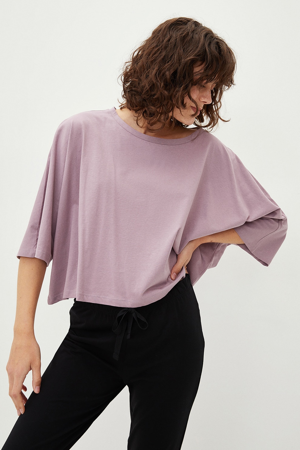 LC WAIKIKI, Bluza de casa cu maneci 3/4, Lila prafuit