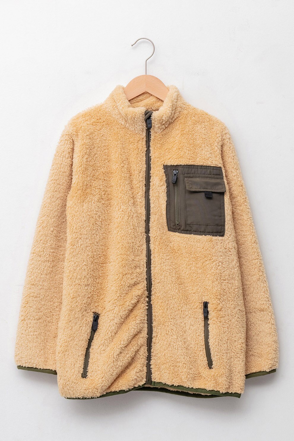 LC WAIKIKI, Bluza sport cu fermoar si aspect pufos, Bej