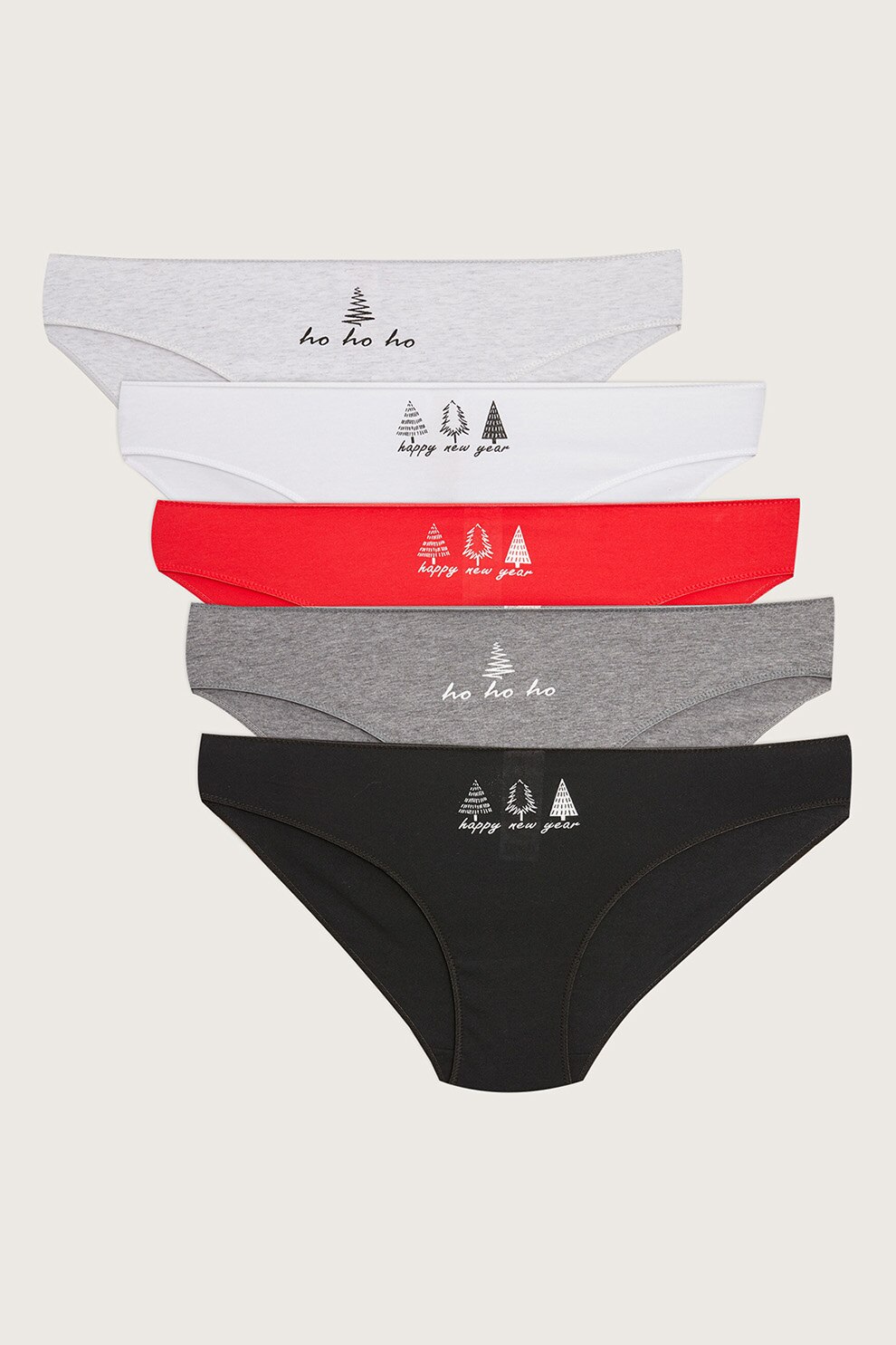 LC WAIKIKI, Set de chiloti - 5 perechi, Negru/rosu vermilion/gri