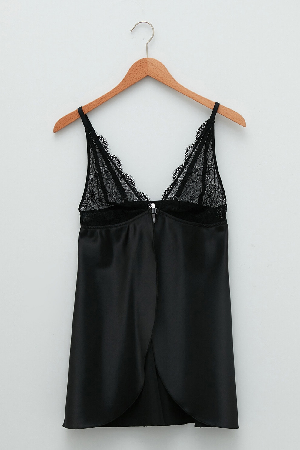 LC WAIKIKI, Camasa de noapte cu insertii de dantela, Negru