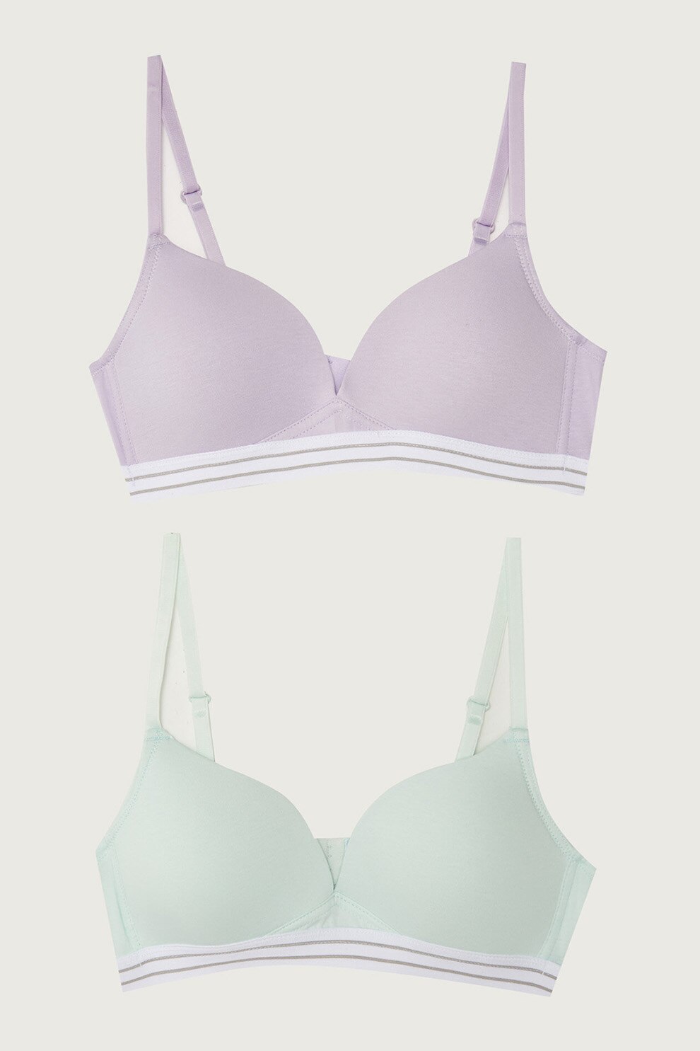 LC WAIKIKI, Set de sutiene clasice - 2 piese, Lila/Verde pal