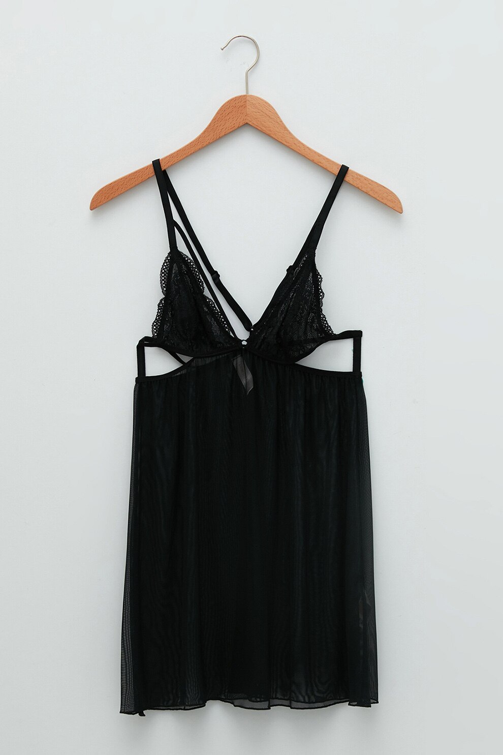 LC WAIKIKI, Neglijeu semitransparent cu dantela, Negru