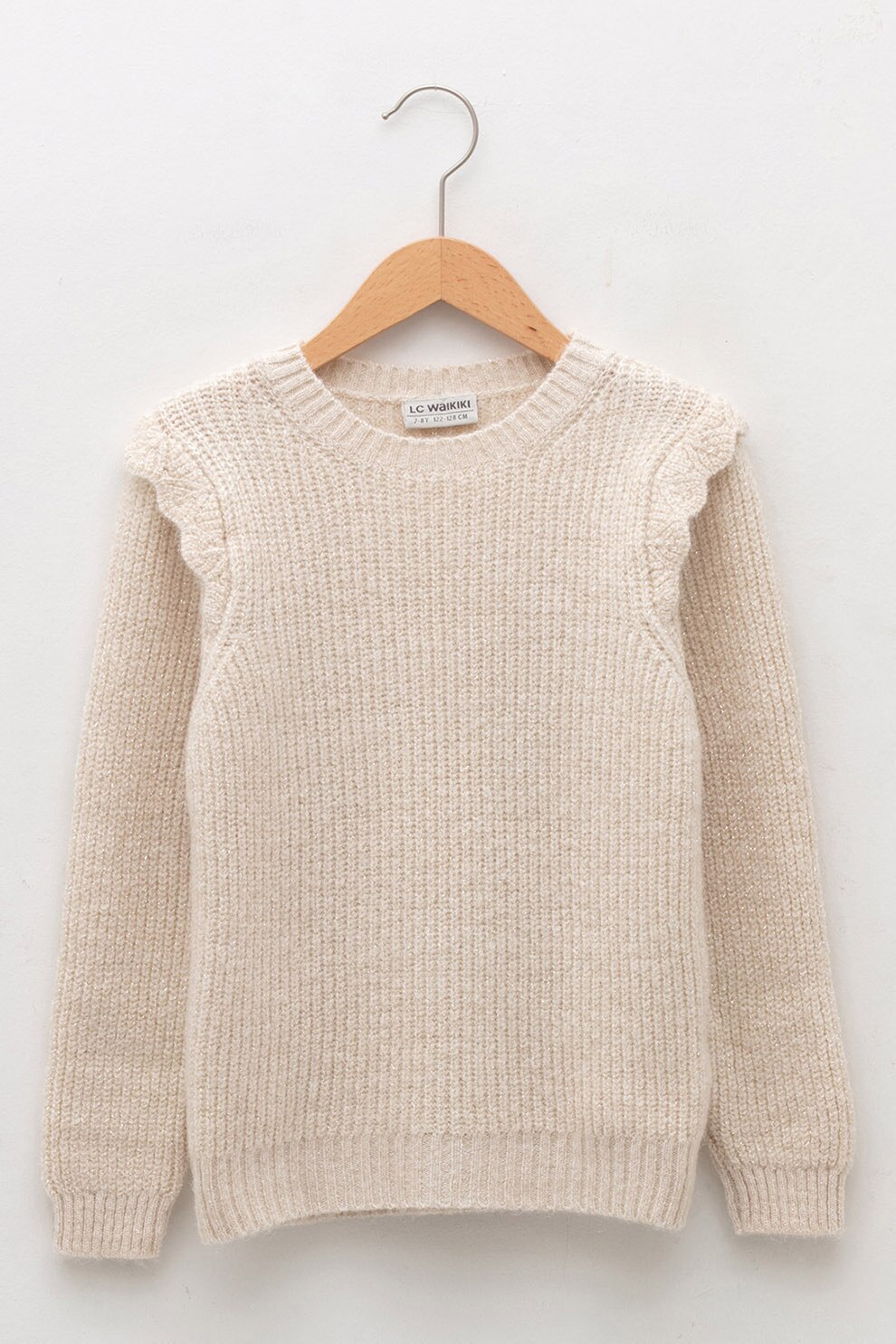 LC WAIKIKI, Pulover cu fire stralucitoare, Crem