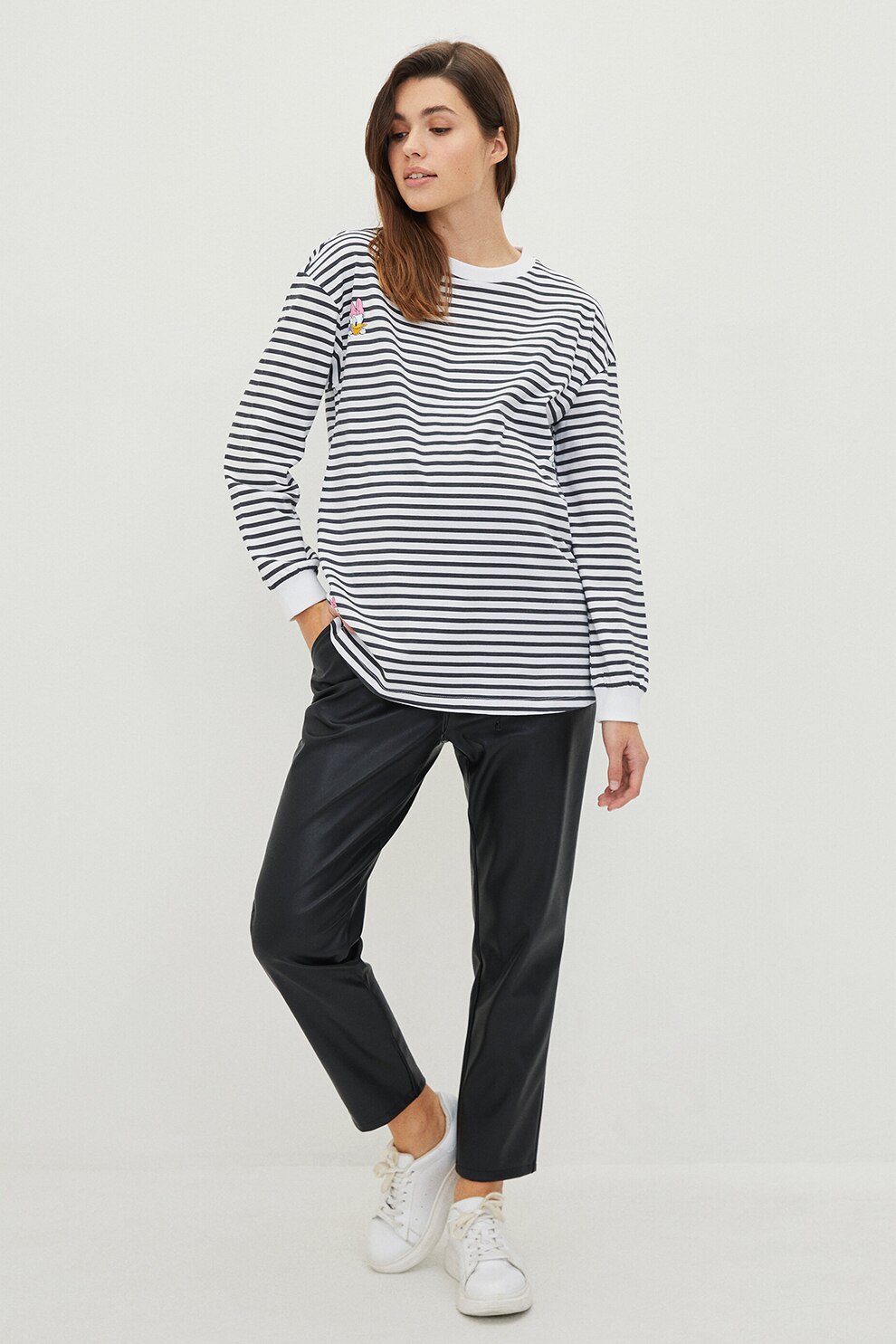 LC WAIKIKI, Pantaloni din piele ecologica cu snur de ajustare in talie, Negru