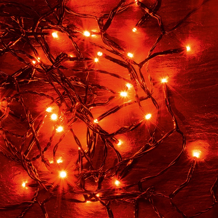 Home LED-es beltéri fényfüzér, piros, 50 LED
