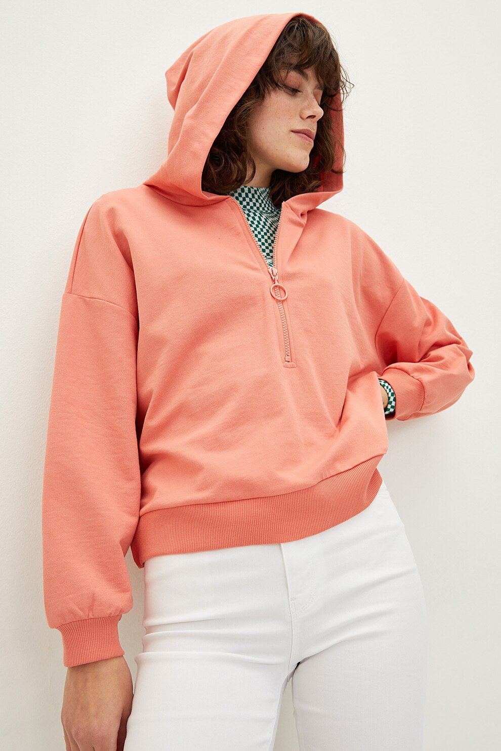 LC WAIKIKI, Hanorac cu fenta cu fermoar, Roz somon