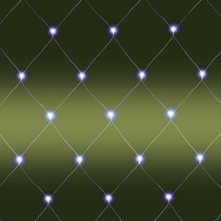 Home LED- es kültéri háló, 160 db hidegfehér LED, 2 x 1.5 m, zöld vezeték, 5 m tápvezeték
