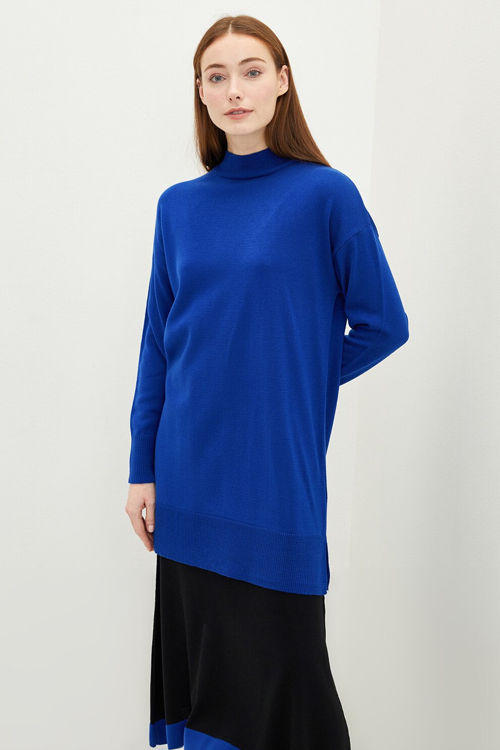 LC WAIKIKI, Pulover lung cu maneci cazute, Albastru royal